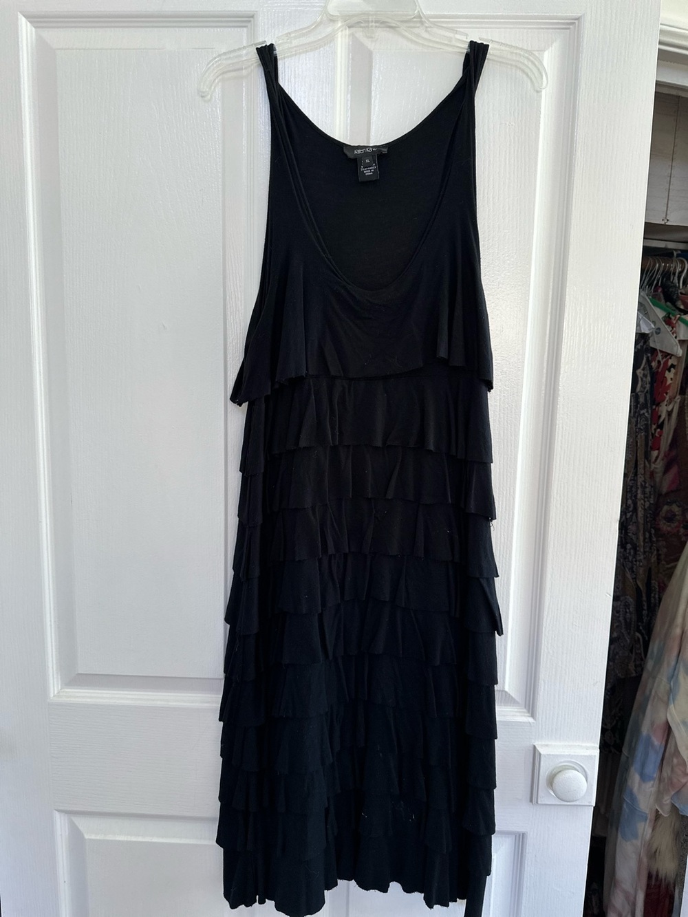 Karen Kane Black Tiered Ruffle Midi Dress
